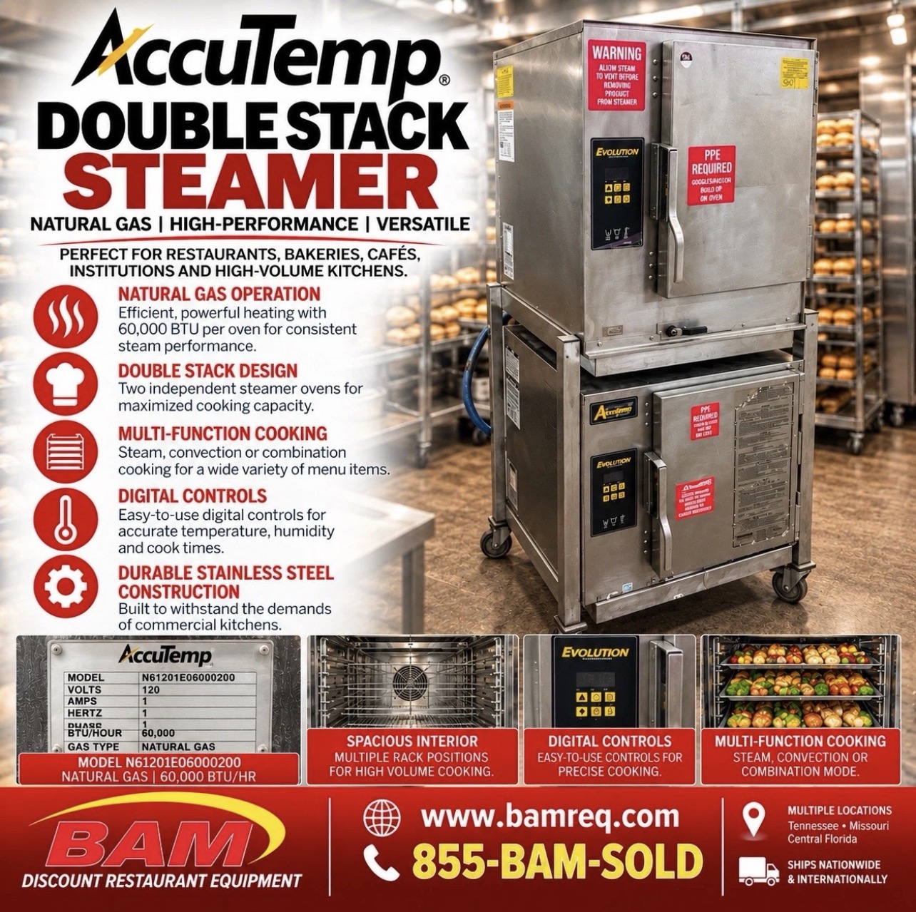 Used ACCUTEMP EVOLUTION DOUBLE STACK COMMERCIAL STEAMER – NATURAL GAS 
