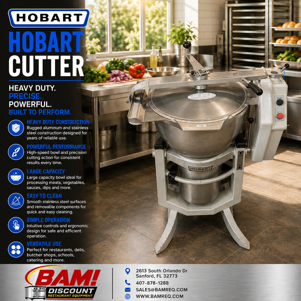 Refurbished Hobart Commercial Bowl Cutter Chopper Food Processor Stainless Steel Heavy Duty