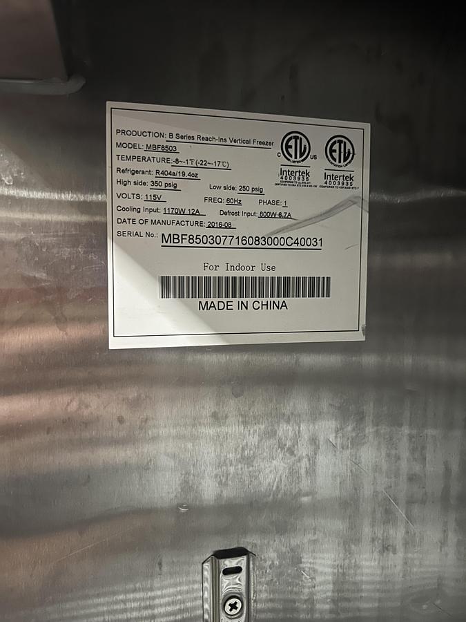 Used Atosa 2 door commercial reach in freezer