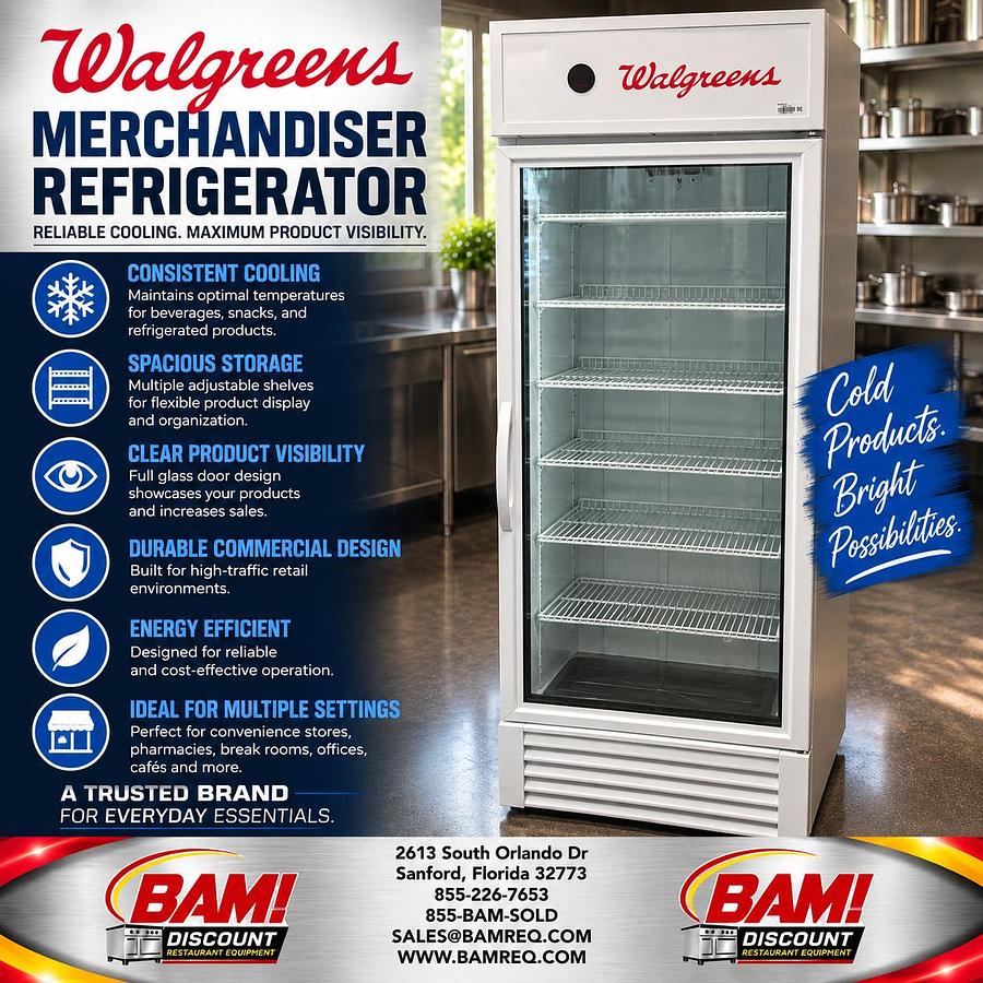 Refurbished Walgreens Glass Door Merchandiser Refrigerator Commercial Display Cooler