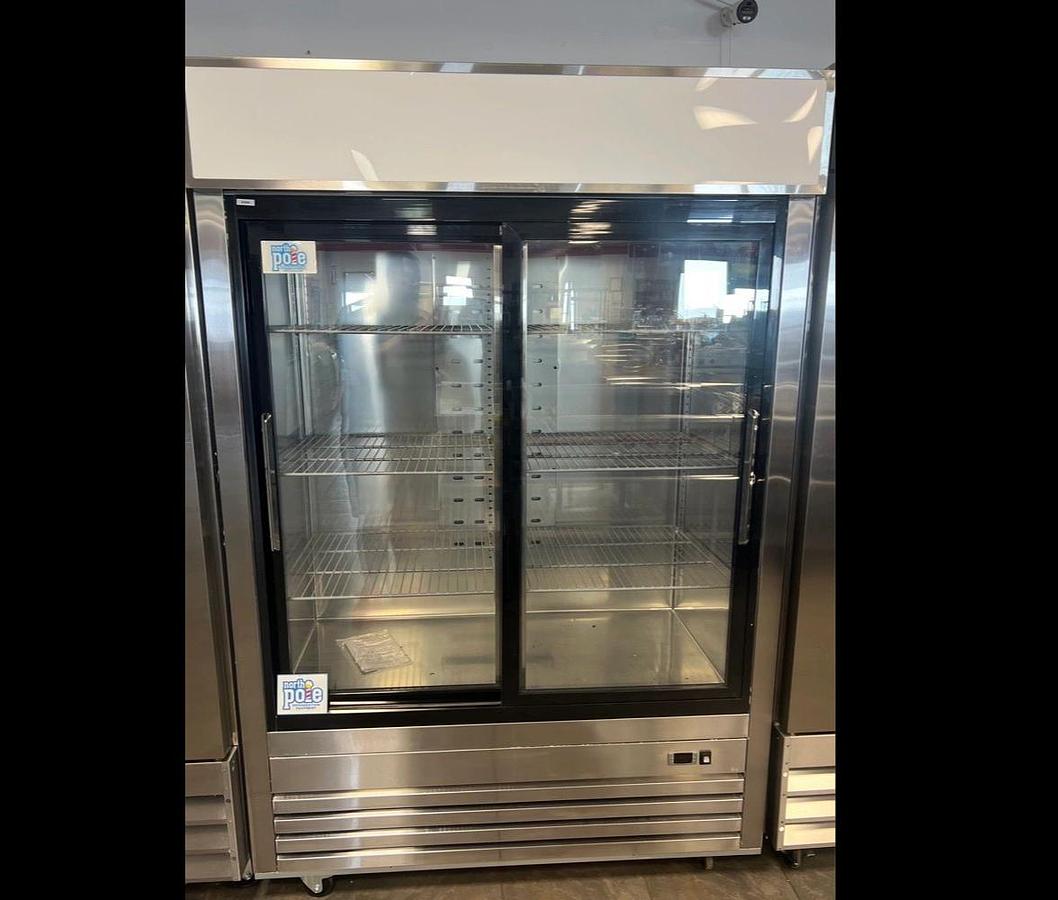 North Pole Stainless Steel Sliding Glass 2 Door Refrigerator