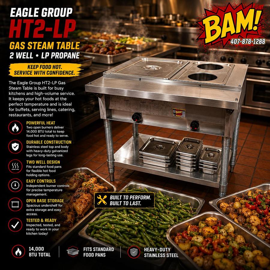 Used Eagle Group HT2-LP Gas Steam Table / Hot Food Table