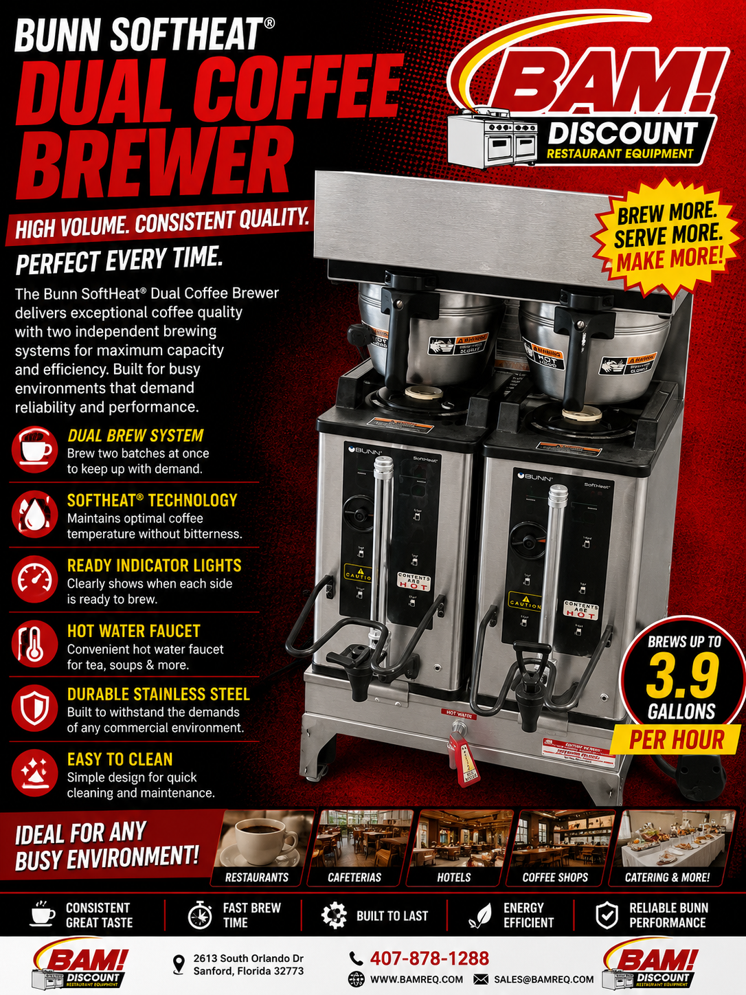 Used Bunn SoftHeat® Dual Coffee Brewer Commercial Coffee Machine – Dual Brewing System – Tested & Working
