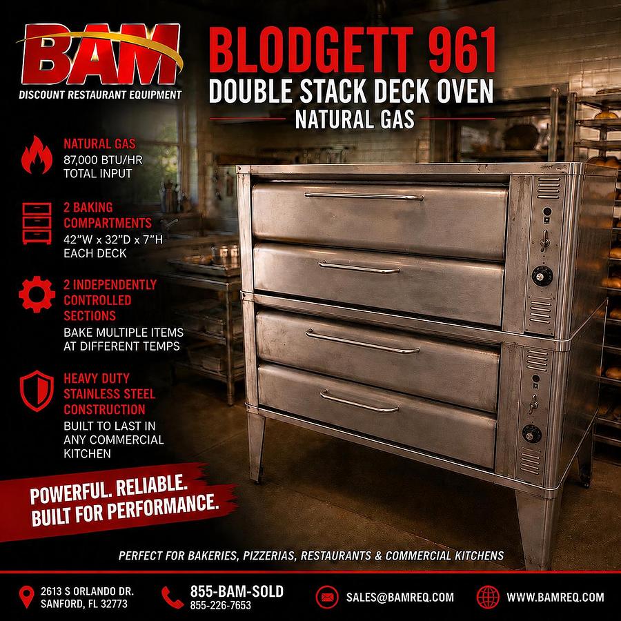 Refurbished Blodgett 961 Double Stack Natural Gas Deck Oven 