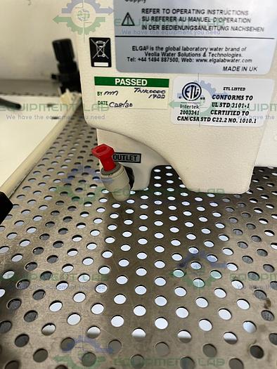 Used Elga  PR015BPM1 Purelab Prima 15 Water Purification System w/ 25L Elga LA611 Tank