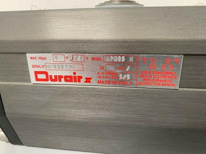 Used Durair Valve AP085 N Pneumatic Actuator, Max 145PSI