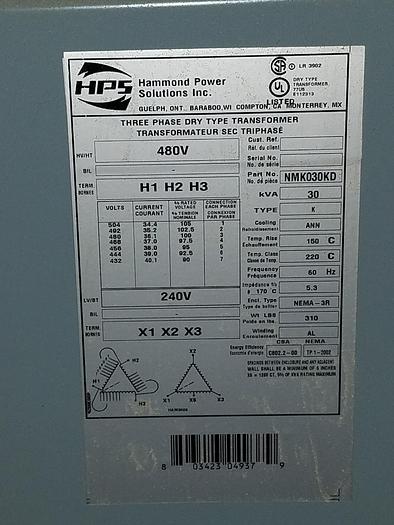Used Hammond NMK030KD Transformer