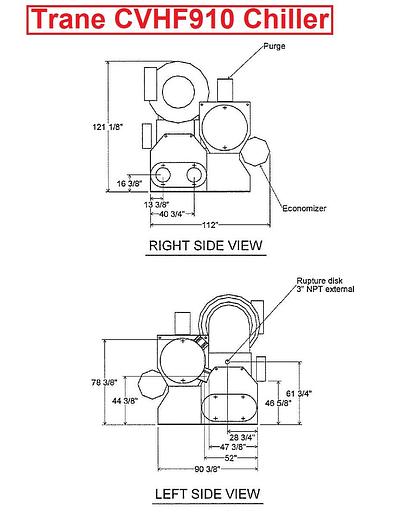 Used Trane CVHF910 CenTraVac 910 Ton Centrifugal Water Chiller
