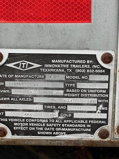 Used 2002 Innovative trailer Mfg Chip trailer