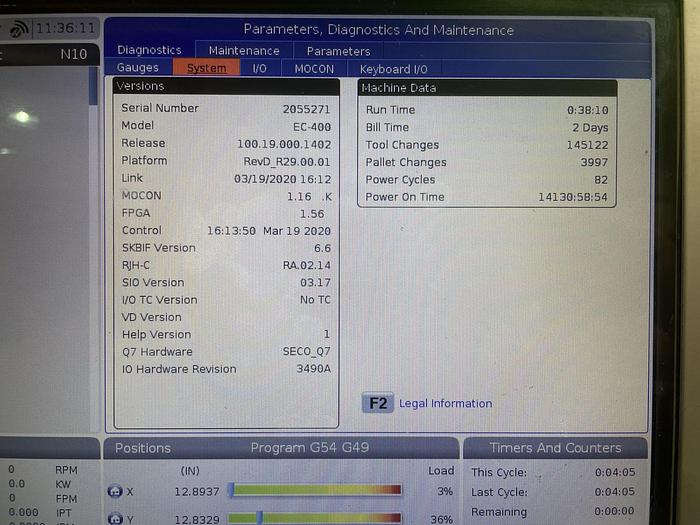 Used 2020 HAAS EC-400 PP 4-Axis CNC Horizontal Machining Center With  Pallet Pool