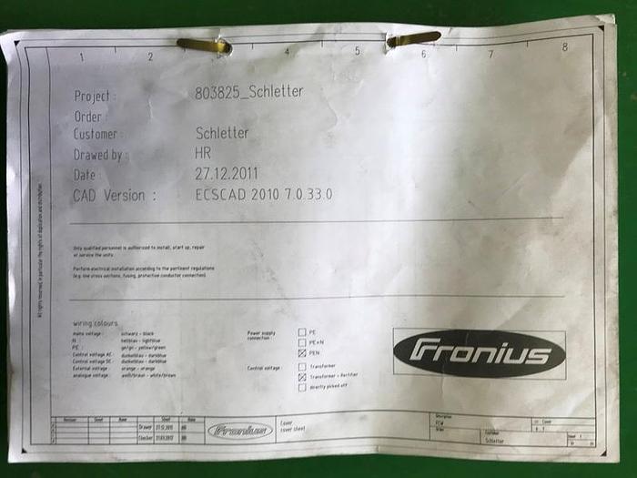 Used FRONIUS 21" X 60" X 150 KG SERVO DRIVEN CYLINDERICAL PIECE PART WELDING CELL
