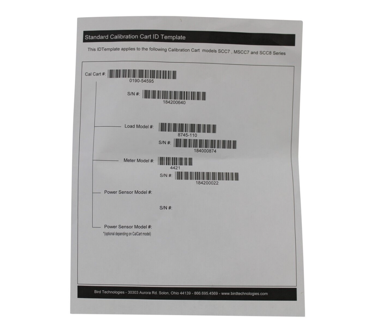 Used AMAT 0190-54595 REV 04 BIRD TECH RF HIGH POWER CALIBRATION CART 8745-100 4421