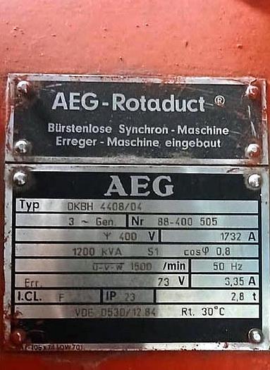 Used Network support system : 2400 KVA by Diesel Generator Set with 2x MTU 12V396 Engine / AEG DKBH 4408-04