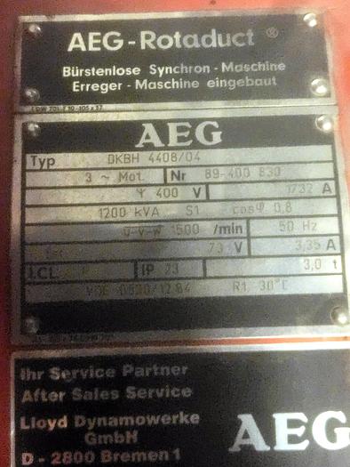 Used Network support system : 2400 KVA by Diesel Generator Set with 2x MTU 12V396 Engine / AEG DKBH 4408-04