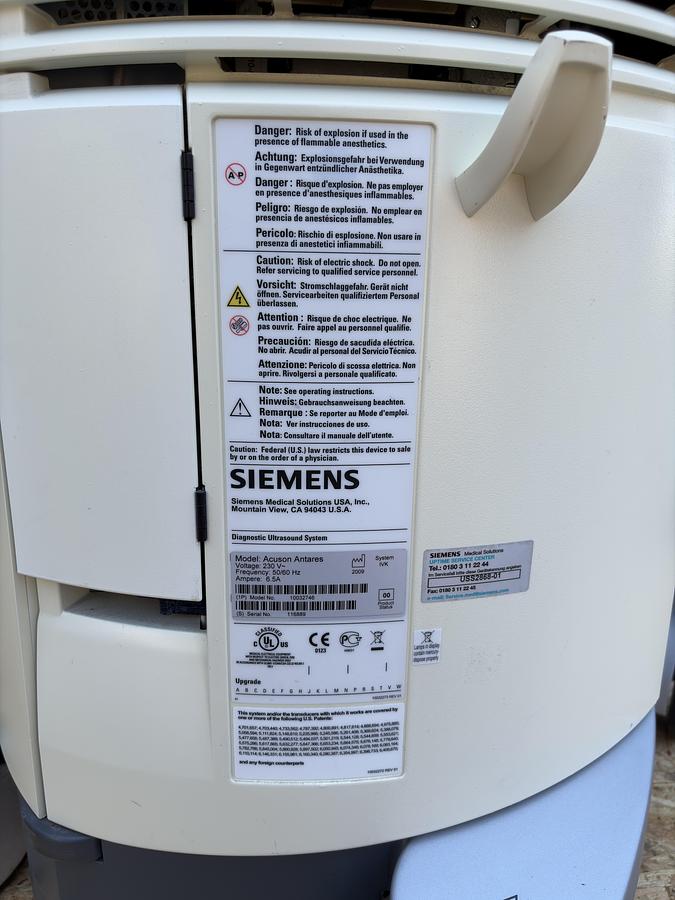 Used Siemens ACUSON Antares Ultrasound Imaging System