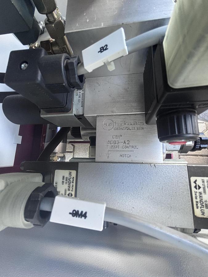 Used Vogt LaboPress P200S hydraulic laboratory press with heated platens