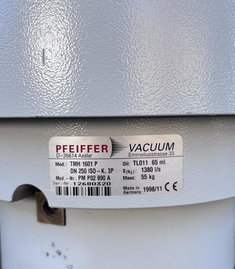 Used Pfeiffer Vacuum TMH 1601P Turbo Pump 1380L/s DN250 ISO-K Turbomolecular