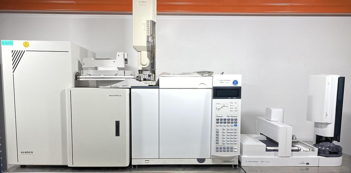 Used GC-MS  Agilent 7890A  with 7693 Autosampler & Headspac , ALMSCO BenchTOF-dx