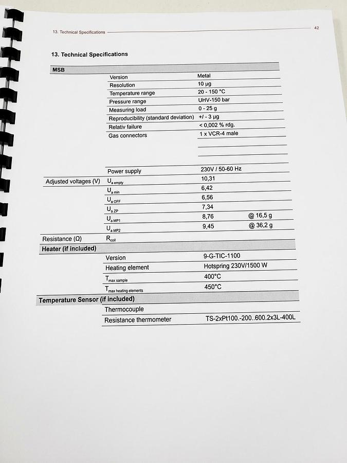 Used Rubotherm IsoSORP Magnetic Suspension Balance MSB 150bar 25g 10µg Analyzer , H2 Helium