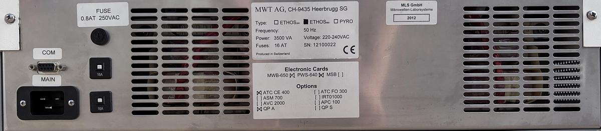 Used MLS ETHOS.lab Microwave Digestion System 2x HPR 1000/10 Terminal 660