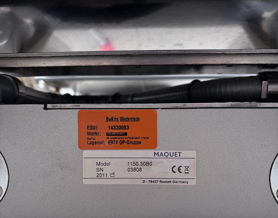 Used Maquet Alphamaquet 1150.30B0 OR Table Top + 1146.62A0 Transporter
