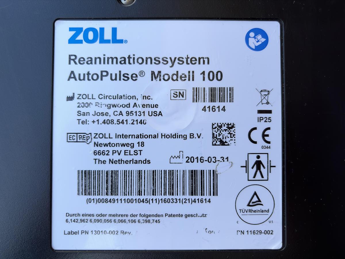 Used ZOLL AutoPulse Model 100 Resuscitation System with Charger, 4 Batteries and Accessories
