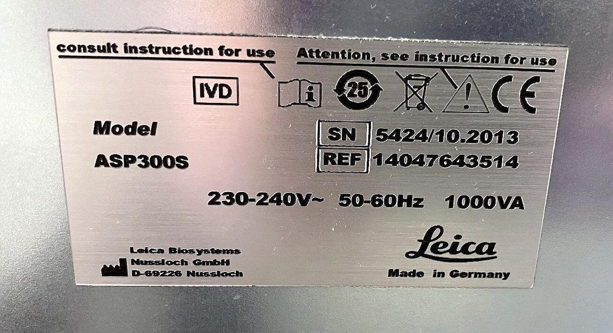 Used Leica ASP 300S Tissue Processor