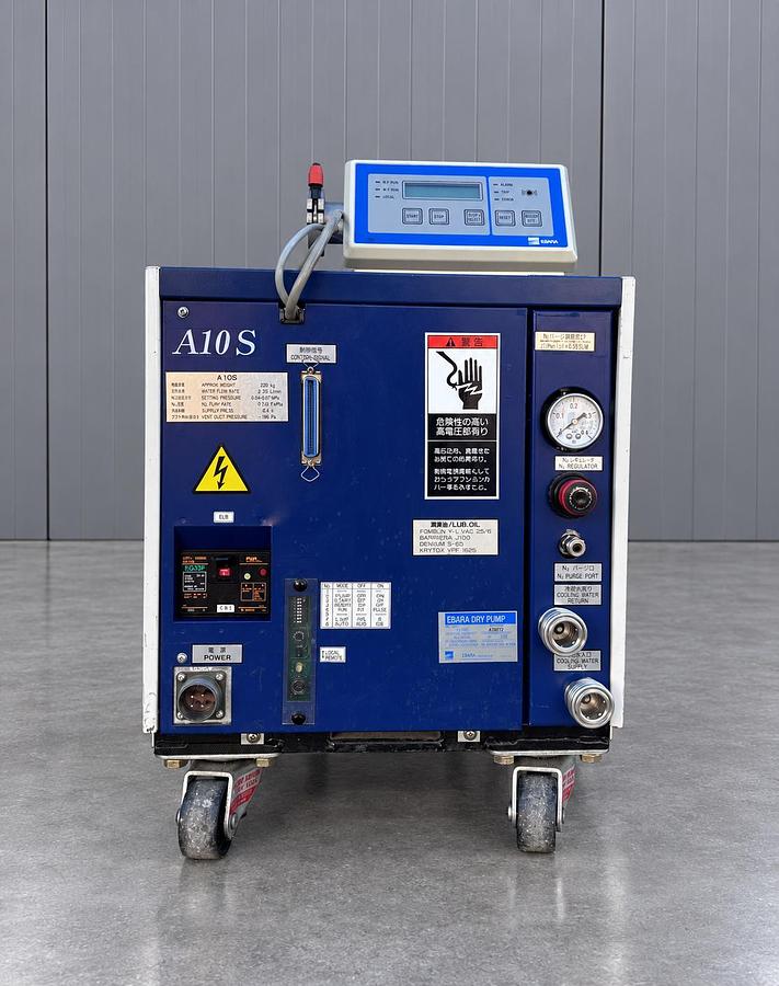 Used EBARA A10S Dry Vacuum Pump 60/72m³/h Semiconductor 3Ph 200V N2 Water Cooled