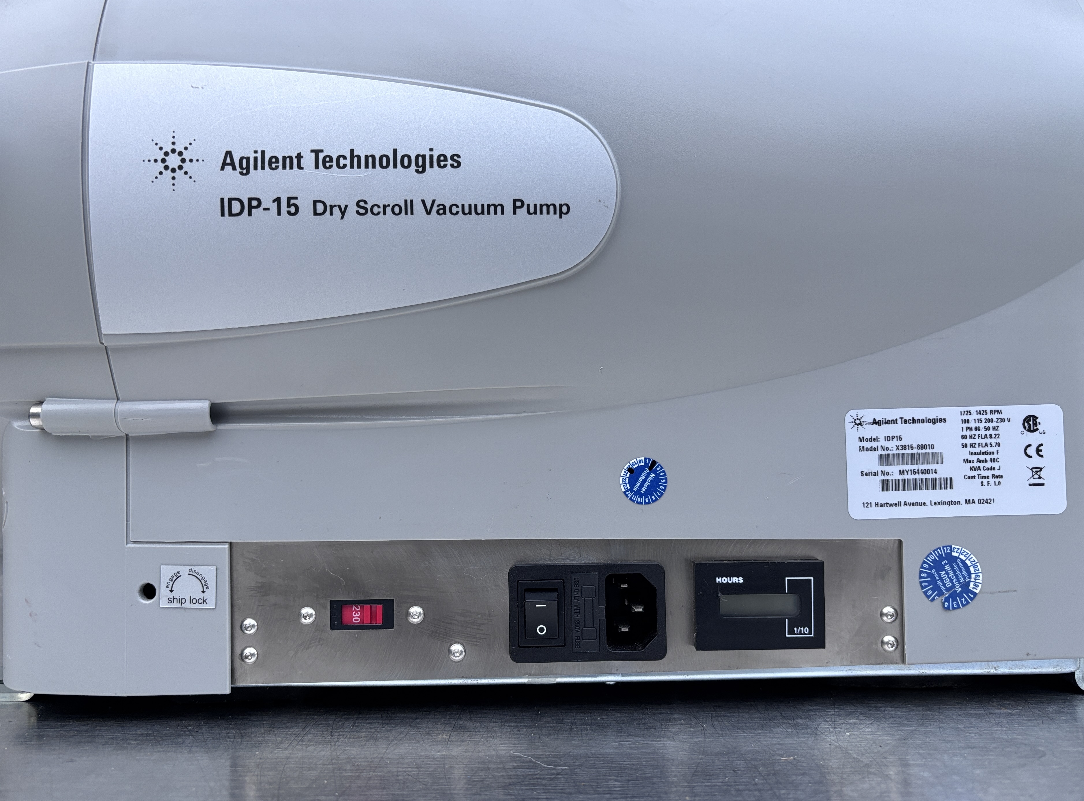 Used Agilent Technologies / Varian IDP-15 Dry Scroll Vacuum Pump with VPI Valve