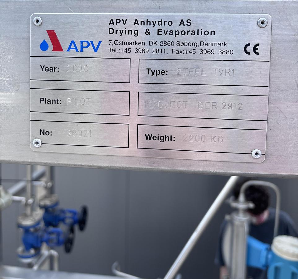 Used APV Anhydro 2FFTE TVR1 , Falling film evaporator