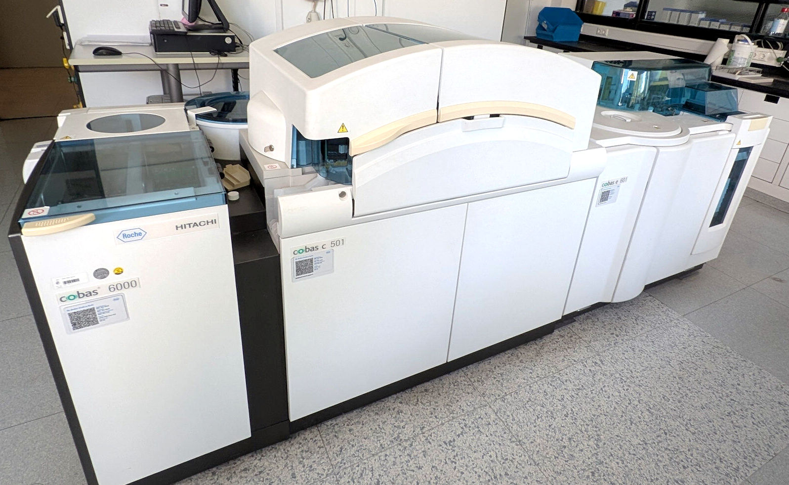 Used Roche Cobas 6000  with c501 + e601 Modules and ELGA MEDICA Pro  Purification System