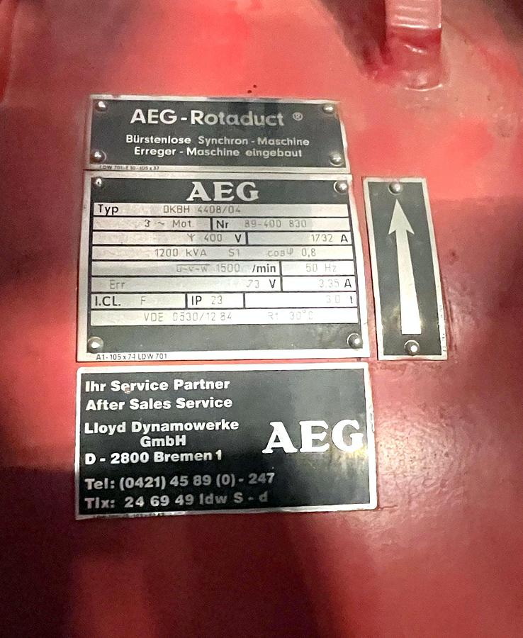 Used 2400 KVA  Diesel Generator Set with 2x MTU 12V396 Engines / AEG DKBH 4408-04