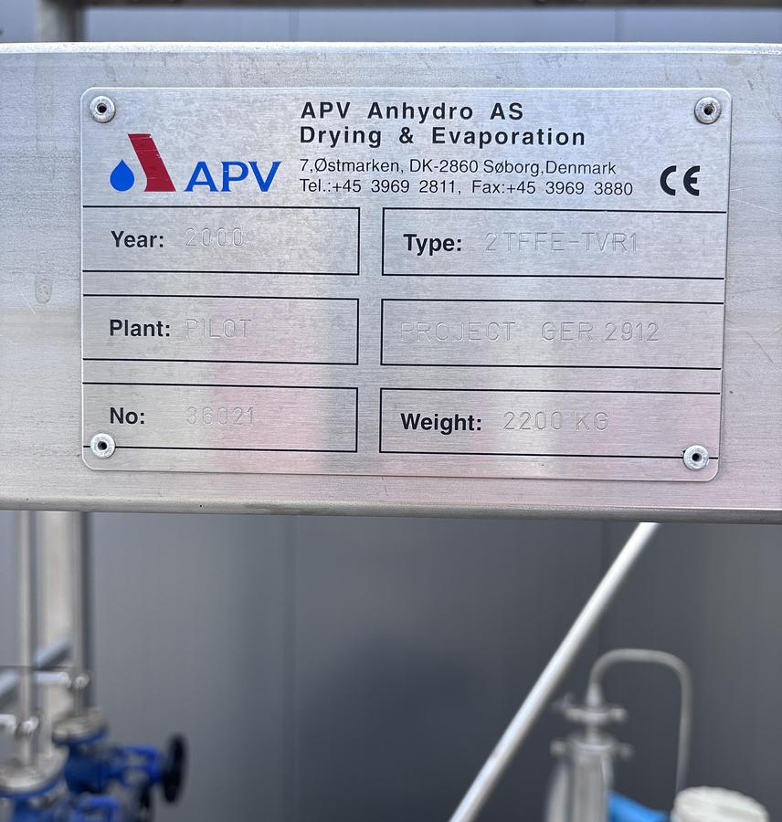 Used APV Anhydro 2FFTE TVR1 , Falling film evaporator