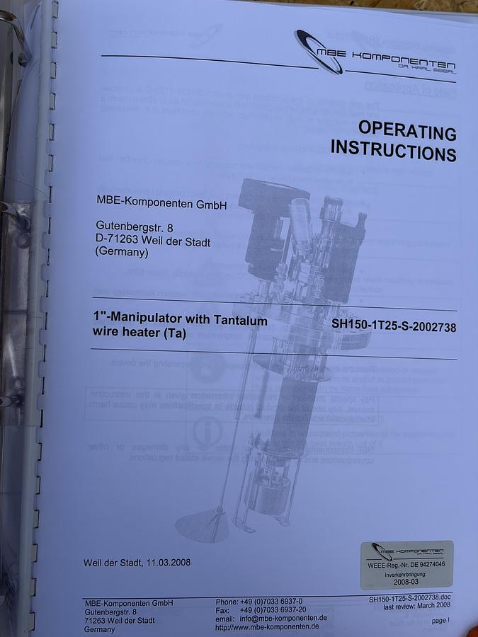 Used Scienta Omicron / MBE-Komponenten UHV MBE Multiprobe E-Beam Evaporation System – EBVM200, GENIUS, HABS, SH150, StarCell, TMU201