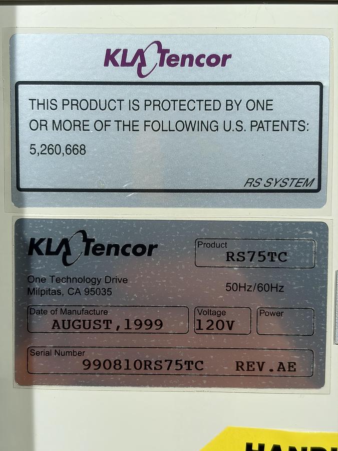 Used   KLA Tencor Omnimap RS75TC Wafer Test & Measurement System – 8" Wafers