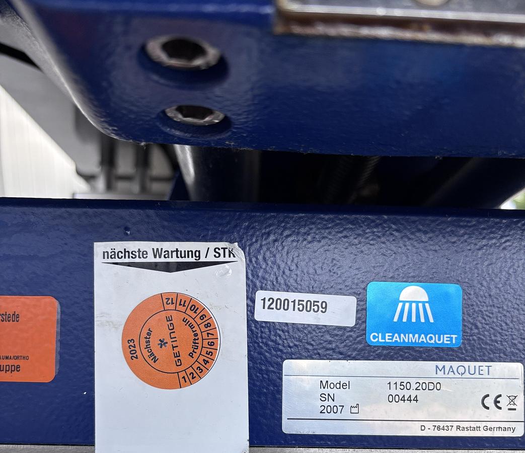 Used Maquet 1150.20D0 Trauma Orthopedic OR Table Top + 1146.62A0 Transporter