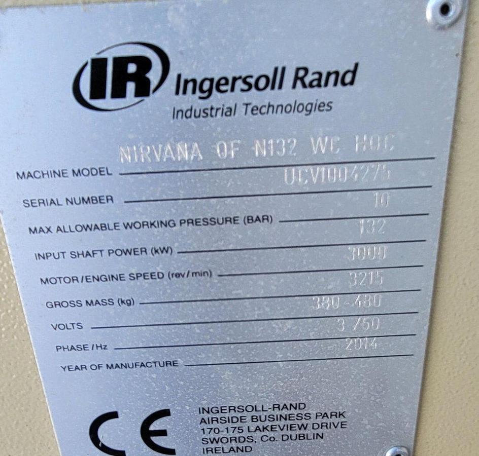 Used Ingersoll Rand Nirvana OF N132 132 kW + D1360 EHS air dryer HOC