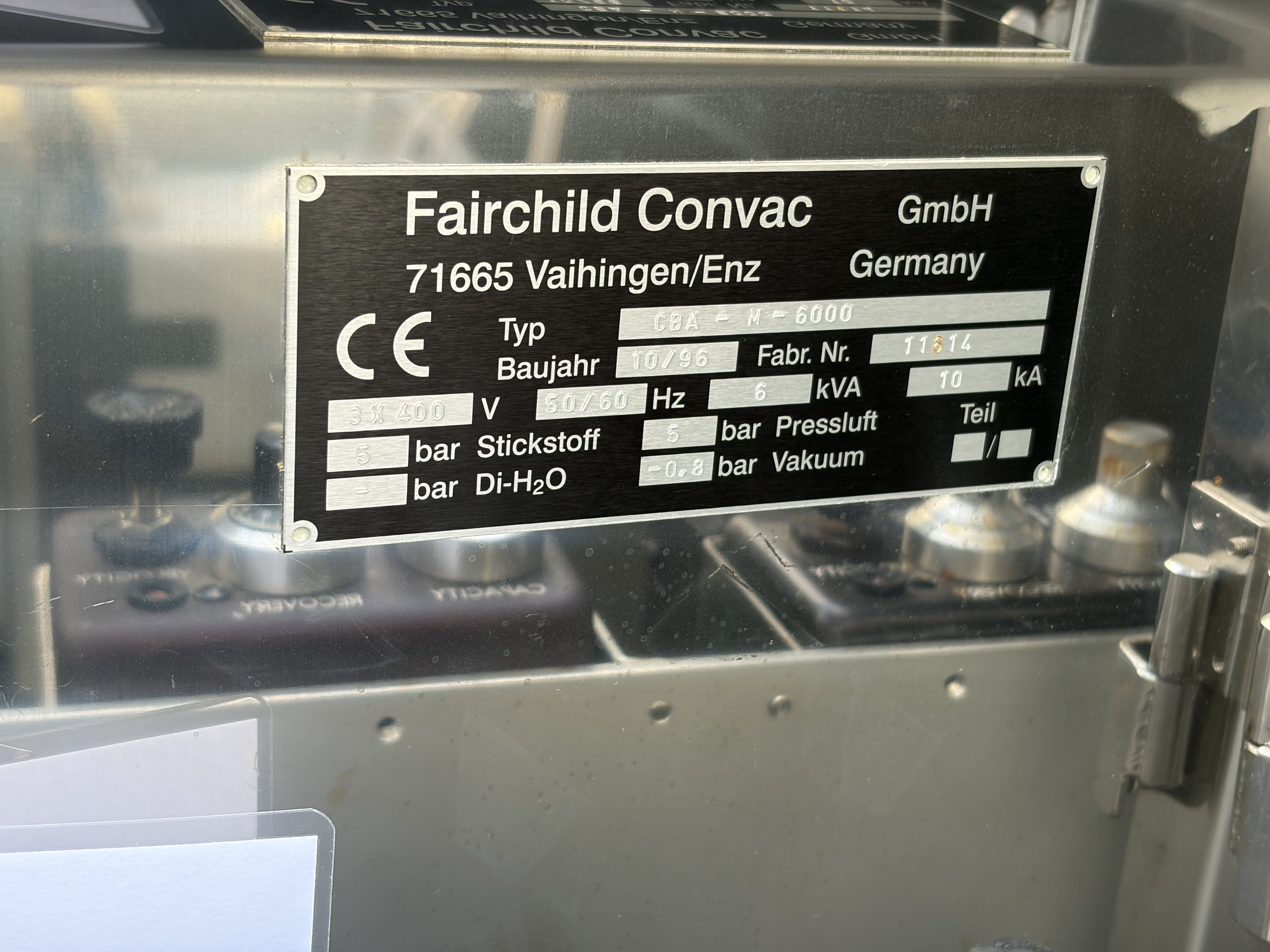 Used Fairchild Convac CBA-M-6000 FM6000 Wafer Coater Developer Track 400V 6kVA 1996