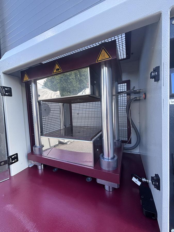 Used Vogt LaboPress P200S hydraulic laboratory press with heated platens