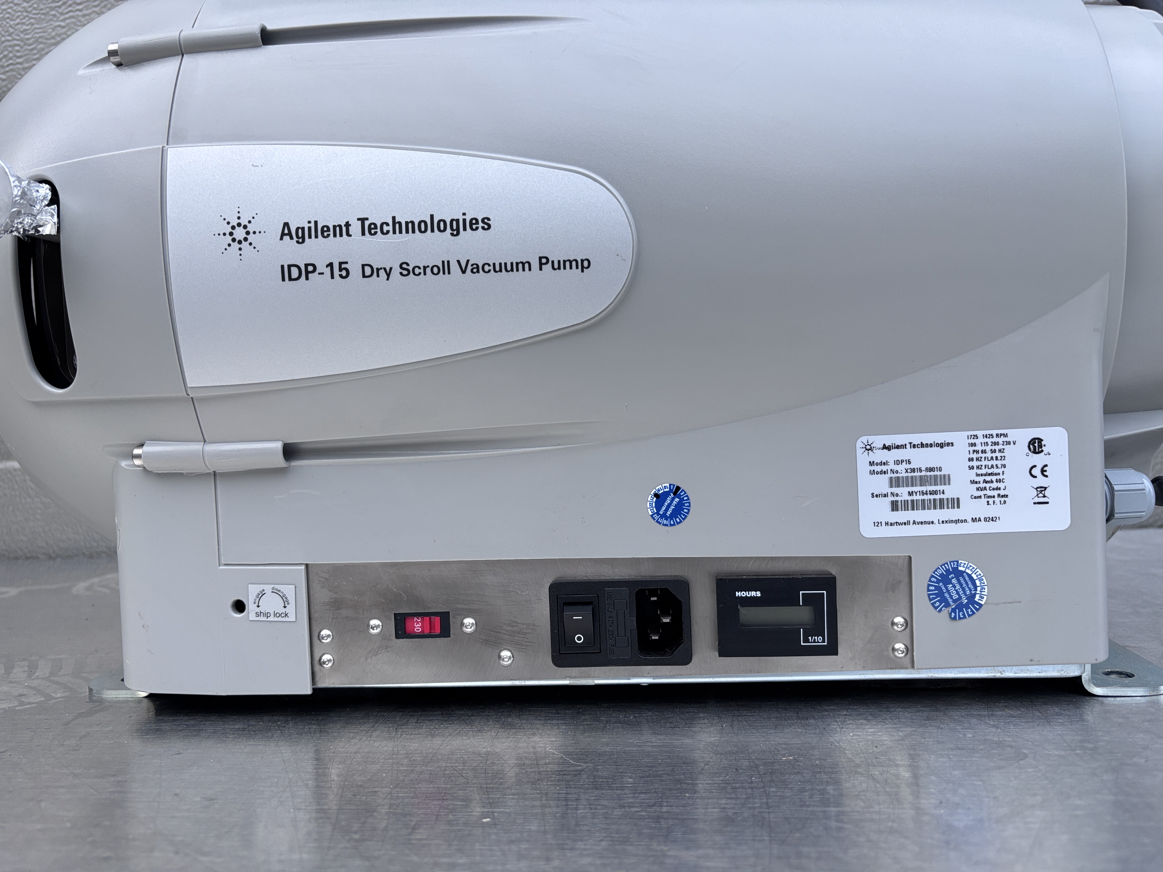 Used Agilent Technologies / Varian IDP-15 Dry Scroll Vacuum Pump with VPI Valve