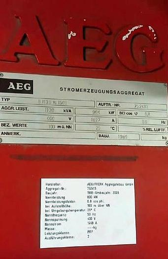 Used Network support system : 2400 KVA by Diesel Generator Set with 2x MTU 12V396 Engine / AEG DKBH 4408-04