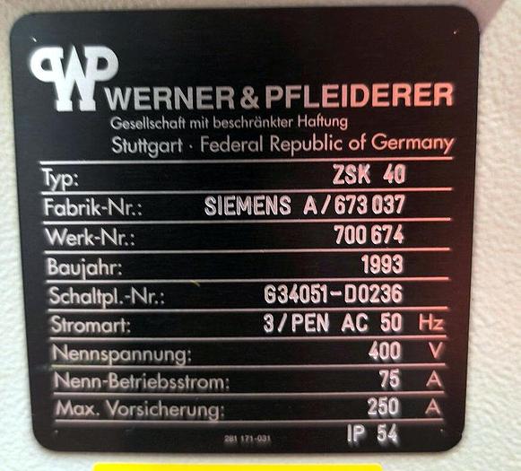 Used Werner & Pfleiderer Extruder