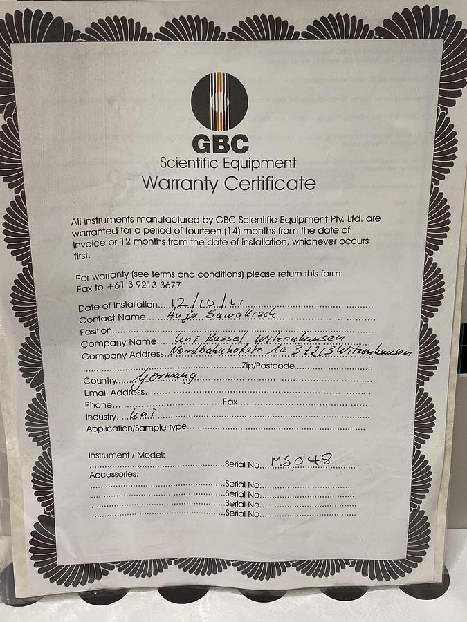 Used GBC OptiMass 9500  with Cetac ASX-520 ,    ICP-oTOF mass spectrometer