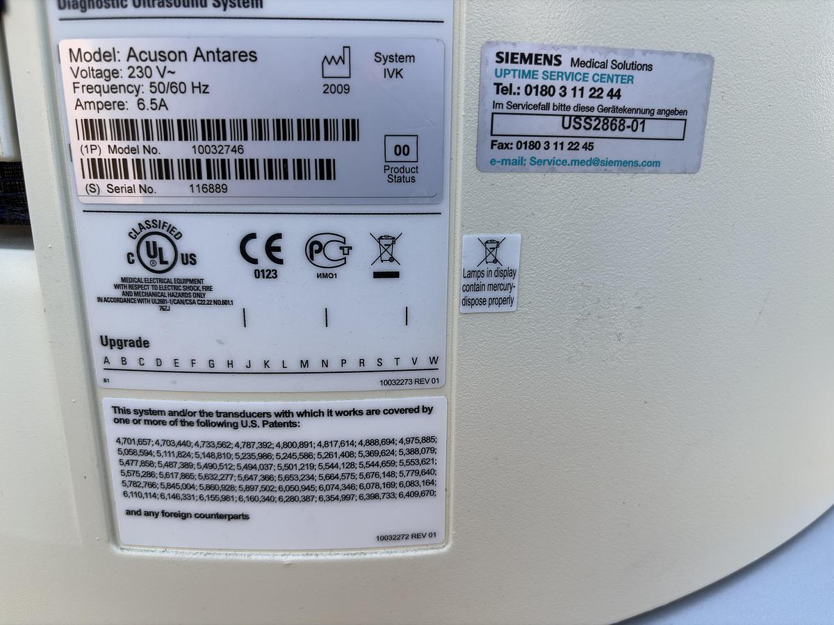 Used Siemens ACUSON Antares Ultrasound Imaging System