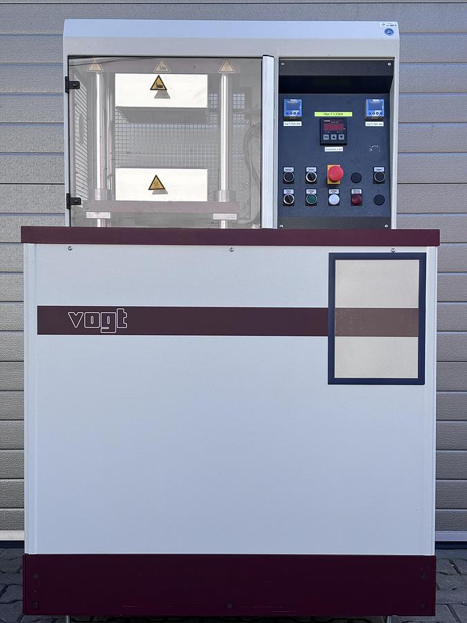 Used Vogt LaboPress P200S hydraulic laboratory press with heated platens
