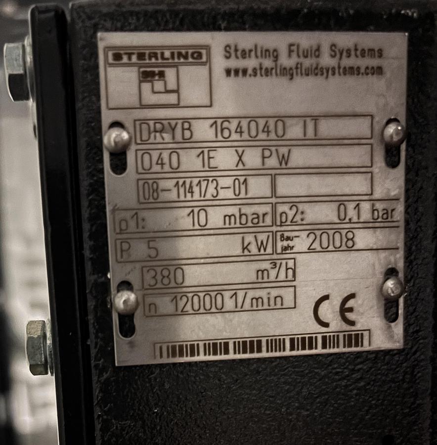 Used Vacuum Pumping System – Leybold RUVAC WSU 1001 H + Sterling SIHI DRYB 164040 IT