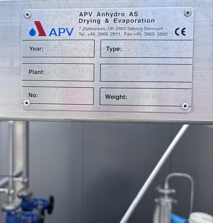 Used APV Anhydro 2FFTE TVR1 , Falling film evaporator