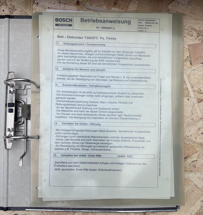 Used Tresky 3002/3102 , 8" Die Bonder with Wafer Ejector without microscope