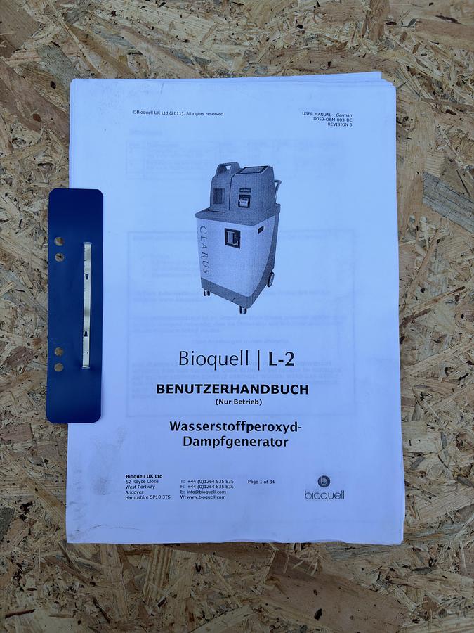 Used Bioquell Clarus L2 Hydrogen Peroxide Vapor Generator