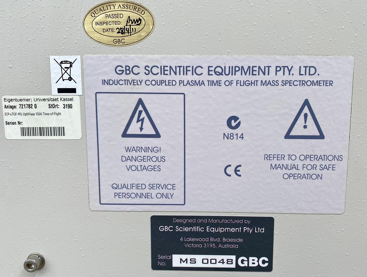 Used GBC OptiMass 9500  with Cetac ASX-520 ,    ICP-oTOF mass spectrometer